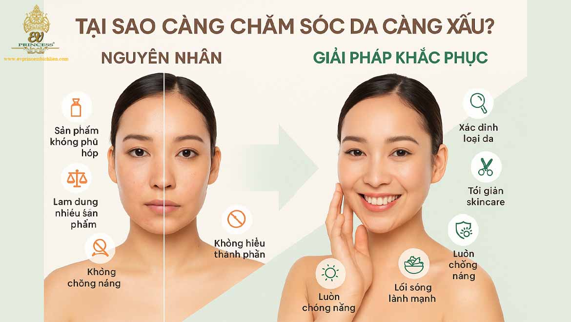 tai sao cang cham soc da cang xau