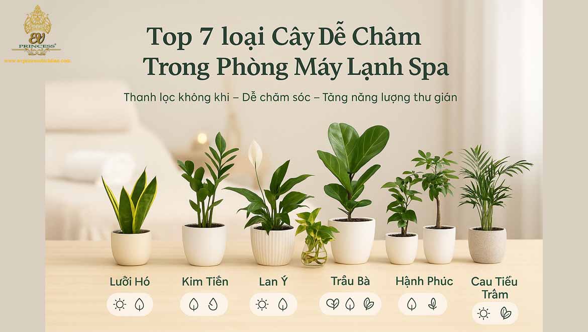 cay de cham trong phong may lanh spa