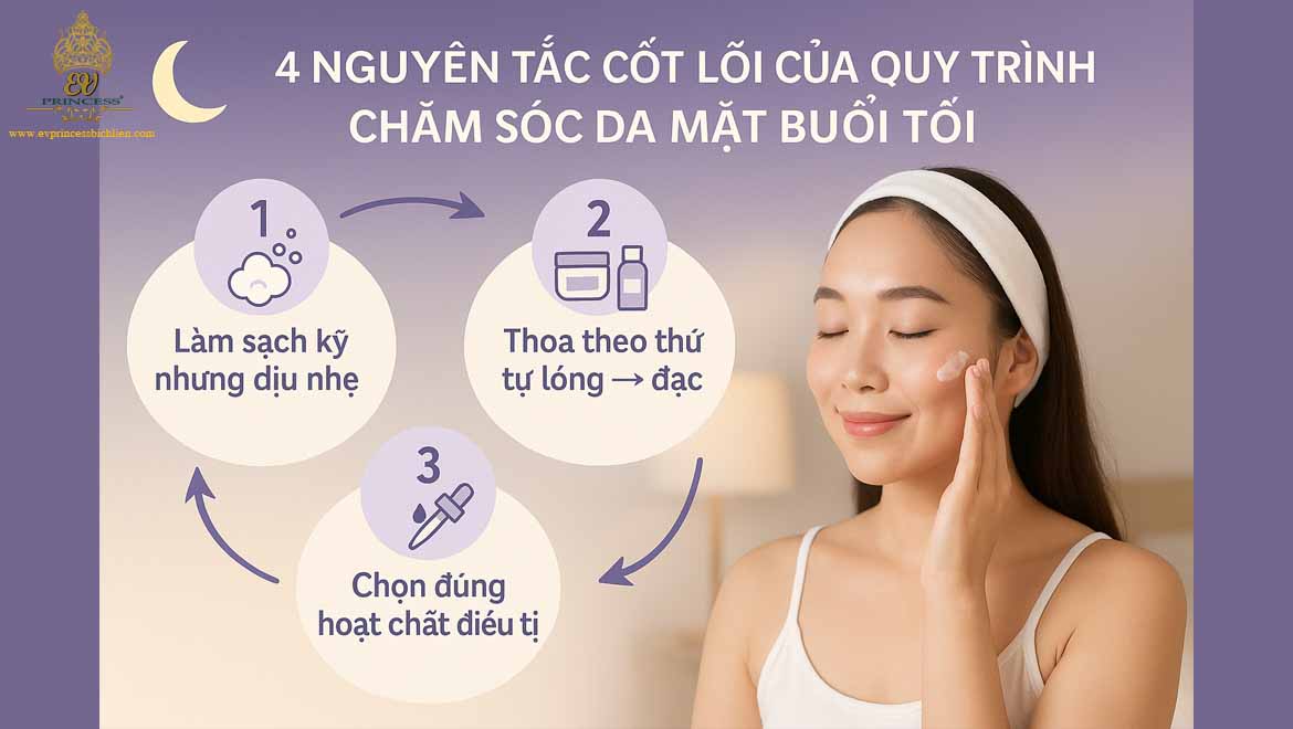 quy trinh cham soc da mat buoi toi