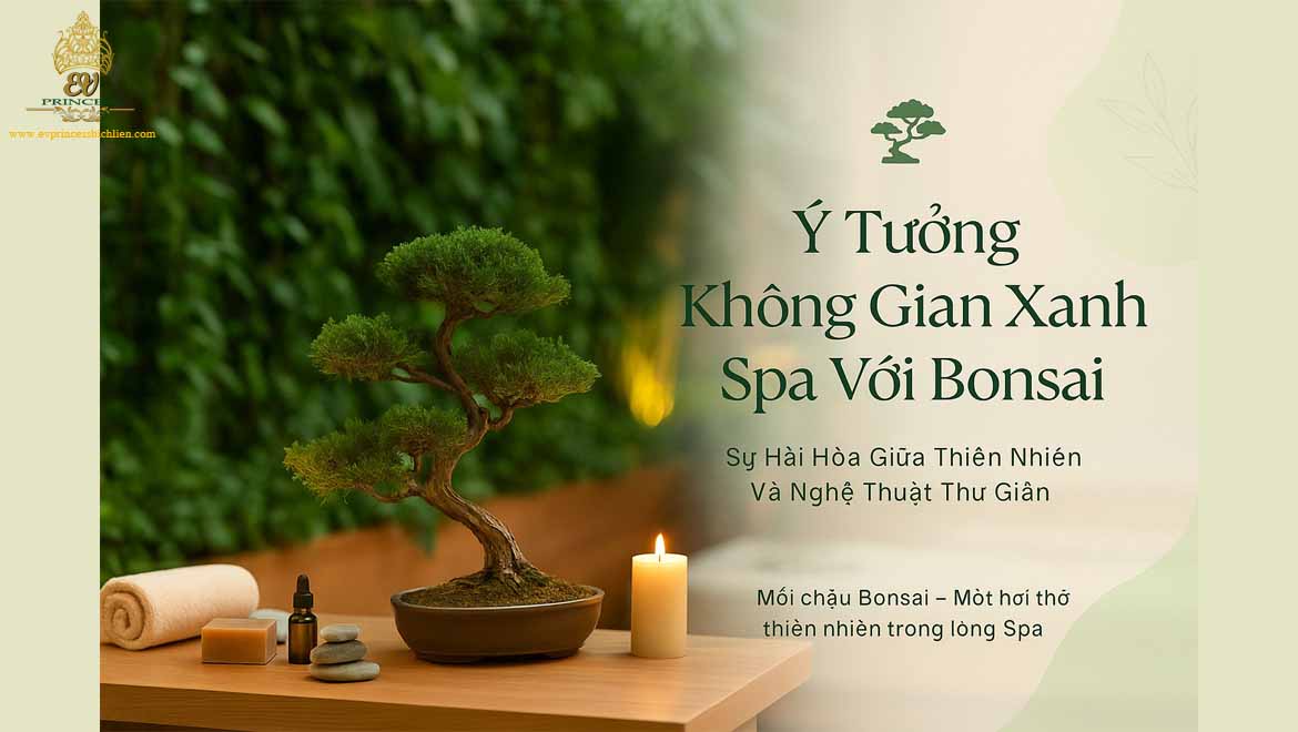 y tuong khong gian xanh spa voi bonsai
