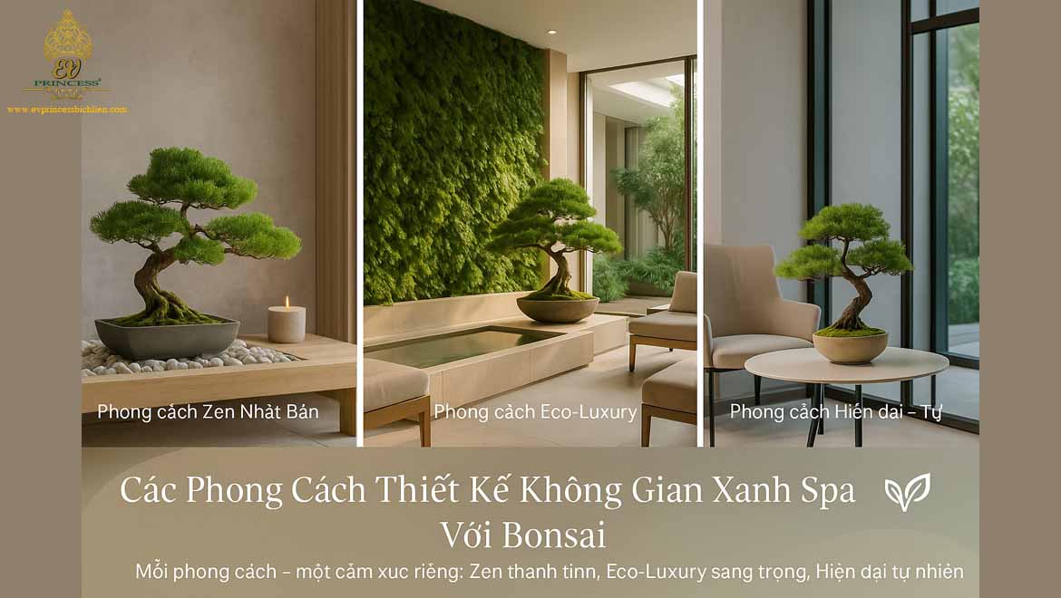 y tuong khong gian xanh spa voi bonsai