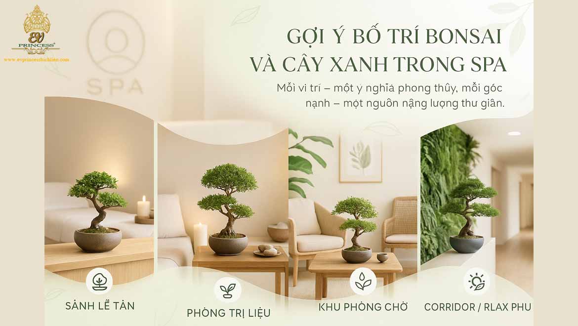 y tuong khong gian xanh spa voi bonsai